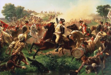  nue - Washington reuniendo tropas en Monmouth Revolución Americana Emanuel Leutze